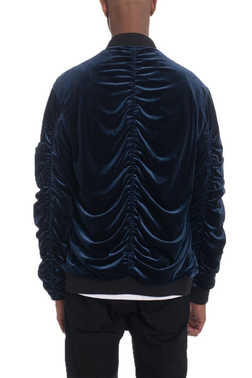MALEFICUBRIS 'Midnight Plush' Cinch-Sleeve Bomber Jacket