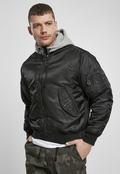 MALEFICUBRIS 'Black Apex' Hooded MA-1 Bomber Jacket