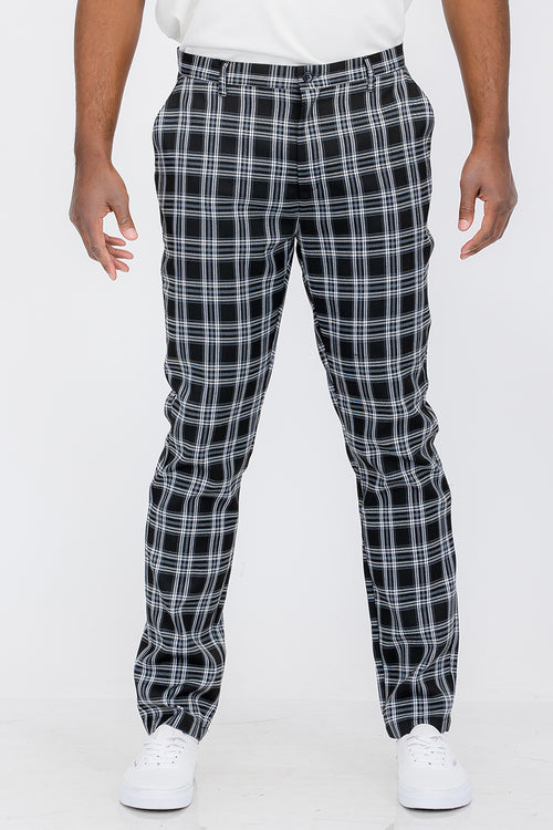 MALEFICUBRIS 'Gridsunder' Plaid Slim-Fit Trousers