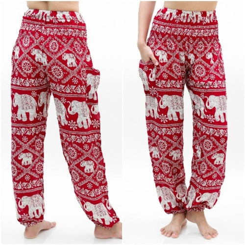 MALEFICUBRIS 'Crimson Tusk' Women’s Boho Lounge Pants