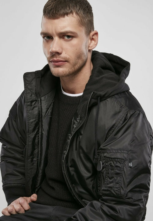 MALEFICUBRIS 'Black Apex' Hooded MA-1 Bomber Jacket