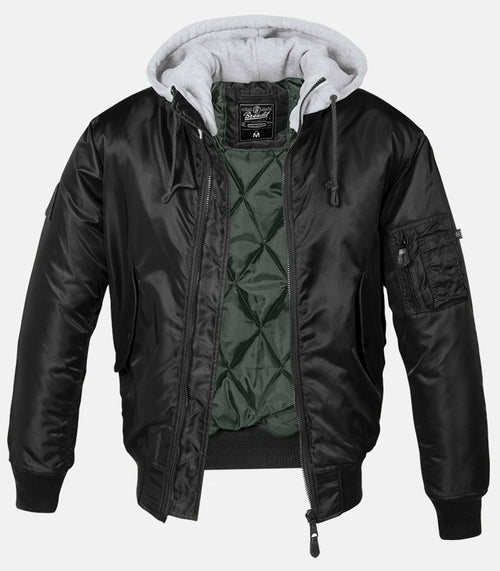 MALEFICUBRIS 'Black Apex' Hooded MA-1 Bomber Jacket