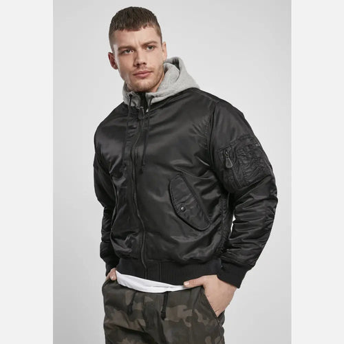 MALEFICUBRIS 'Black Apex' Hooded MA-1 Bomber Jacket