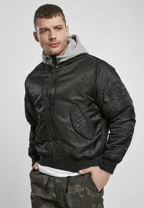 MALEFICUBRIS 'Black Apex' Hooded MA-1 Bomber Jacket