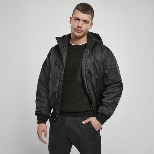 MALEFICUBRIS 'Black Apex' Hooded MA-1 Bomber Jacket