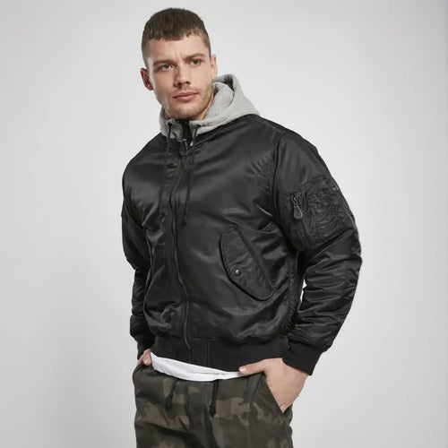 MALEFICUBRIS 'Black Apex' Hooded MA-1 Bomber Jacket