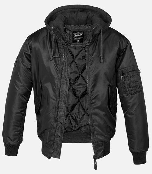 MALEFICUBRIS 'Black Apex' Hooded MA-1 Bomber Jacket