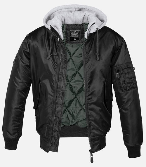 MALEFICUBRIS 'Black Apex' Hooded MA-1 Bomber Jacket